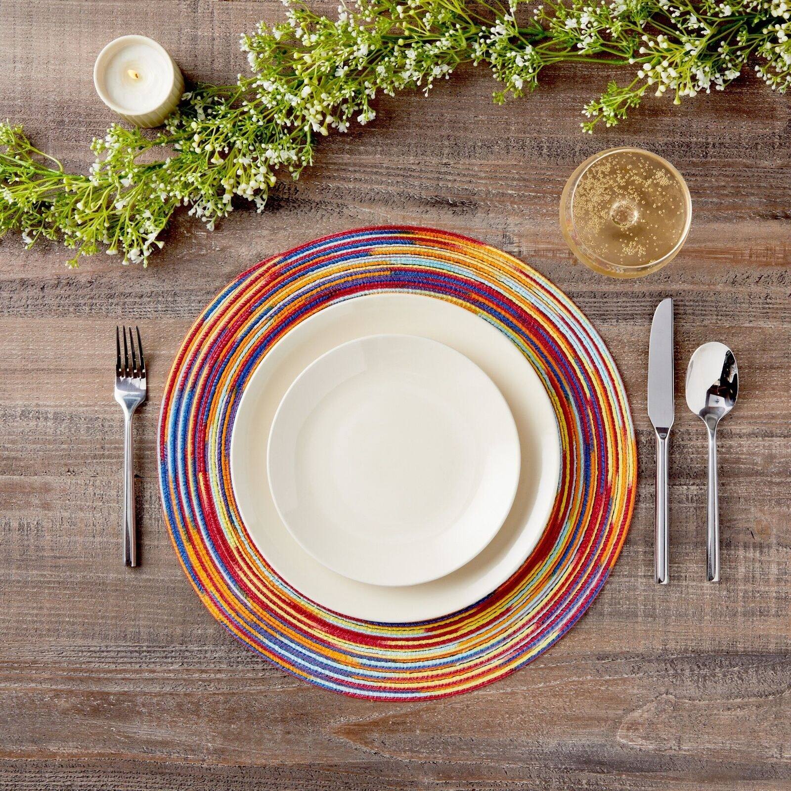 8Pack 15" Rainbow Braided Round Placemats Bed Bath & Beyond 40198526